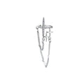 Flash Diamond Star Chain Ear Clip on Earrings Simple Design Long Star Earrings Without Ear Holes Ear Bone Clip Earrings Women