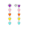 YILUN 925 Sterling Silver Rainbow Heart Earrings Rhodium Plated Dangle Enamel Earrings Jewelry for Women and Girls