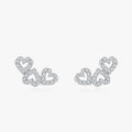 Ailmay Genuine 925 Sterling Silver Minimalism Heart Stud Earrings Clear CZ for Women Wedding Engagement Jewelry Bijoux Earring