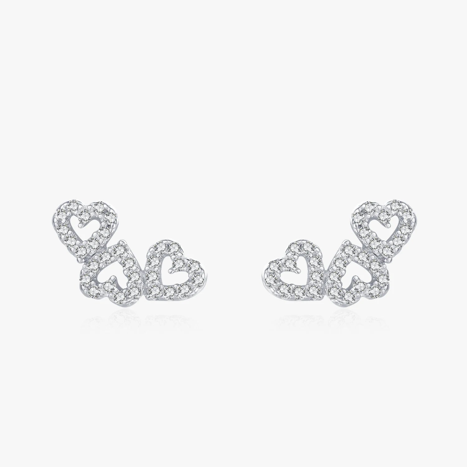 Ailmay Genuine 925 Sterling Silver Minimalism Heart Stud Earrings Clear CZ for Women Wedding Engagement Jewelry Bijoux Earring