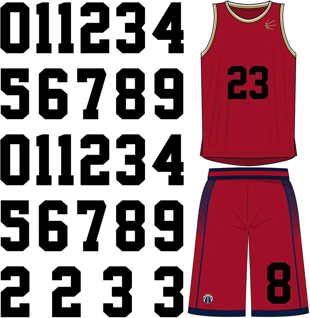 Custom Vinyl Patches Heat Press Transfer Design Soccer Numbers Heat Transfer Logo for Clothing T Shirt Vinyl Sticker