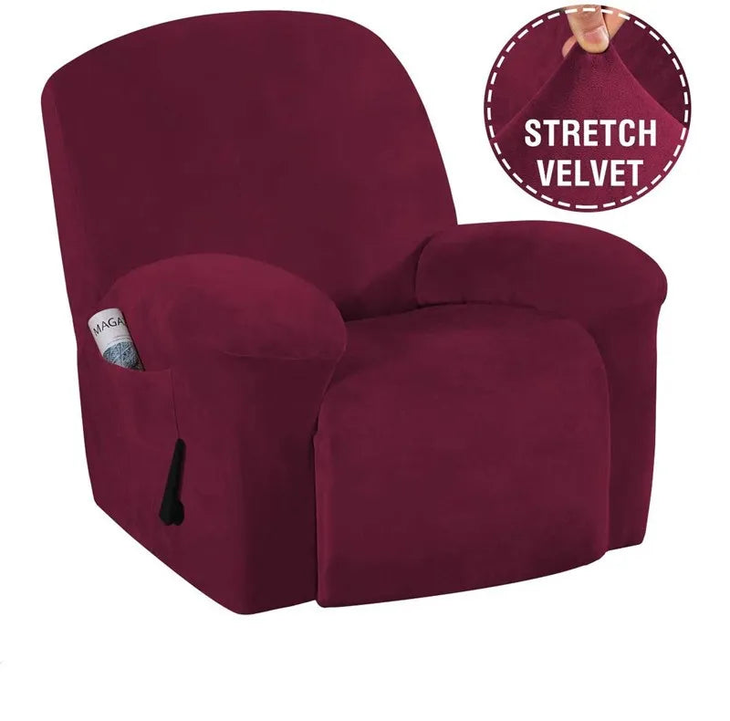 Easy to Install Solid Color Velvet Fabric Stretch Sofa Slipcover Couch Cover Velvet Recliner Sofa Couch Cover