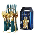 Chenfan Luxury Stainless Steel 24 Pcs Flatware Gift With Box Gold Silverware Wholesale Fork Knife Spoons Kitchen Cutlery Set