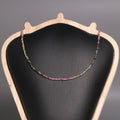 Bohemian Colorful Natural Rainbow Tourmaline Minimalist Beaded Necklace Choker for Women Men Crystal Energy Stone Beach Necklace