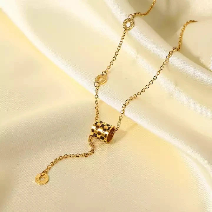 Dainty Stainless Steel 18k Gold Plated Jewelry Lariat Enamel Pendant Necklace for Women Gift