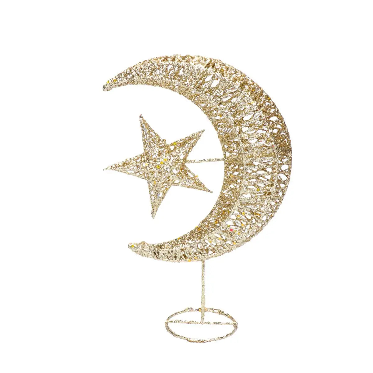 20cm Iron Moon and Star Ornament Glitter Table Decoration Ramadan Decorations Wedding Birthday Holiday Party Supply XJ0028