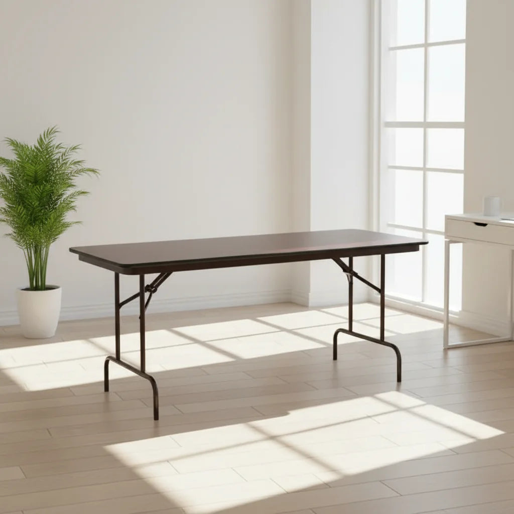 NEW 6 Foot Floyd High Pressure Mahogany Laminate Traditional Design School Use Dining Room Folding Training Table Wholesale