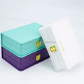 Luxury Recyclable Rectangle Wooden Cosmetic Packaging Box Leather Stamped Lock Buckle Ampoule Essential Oils Skin Care