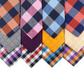 Purple Yellow Plaid Silk Ties Made in Italy Business Checked Silk Ties for Men 2023