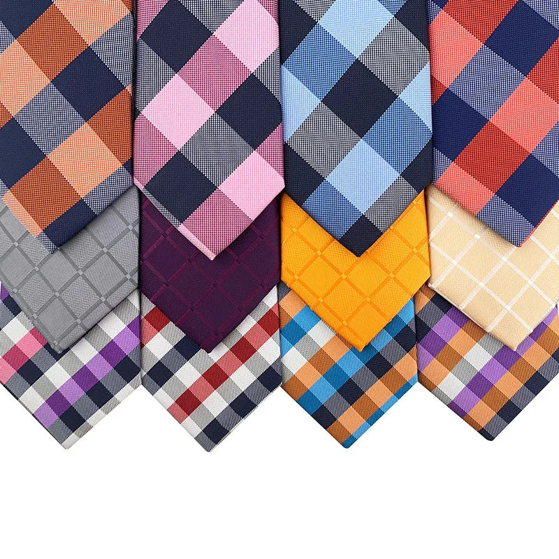 Purple Yellow Plaid Silk Ties Made in Italy Business Checked Silk Ties for Men 2023