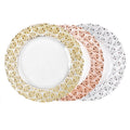 Best Sales Sprayed Pink Gold Color Sliver Leaf Rim Pattern 13 Inch Wedding Charger Plates Set for Catering Plate Set Tableware