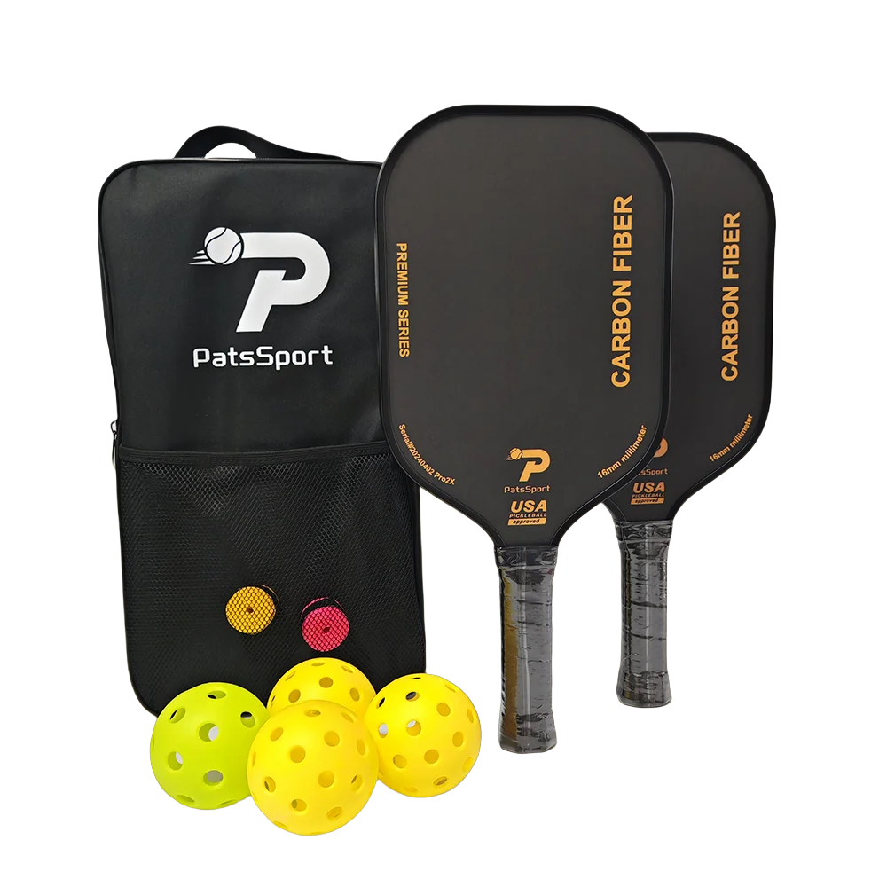 China Manufactured Hot Selling  16mm T700 Textured Raw Carbon Fiber Rough Surface USAPA Pickleball Paddle Set