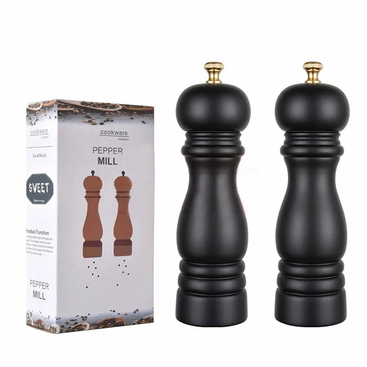 Good Quality Price Manual Salt and Pepper Grinder Set Mini Wooden Spices Grinding Machine Black Eco-Friendly Durable