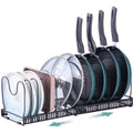 Expandable Pot Lid Organizer Holder with Adjustable Compartments Pots and Pans Organizer for Cabinet