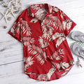 Summer Hawaiian Red Shirts Tropical Shirts Floral Men Tops Casual Shirt Short Sleeve Cotton Button Chemise Loose Vacation Beach