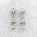 Sterling Silver 6*8mm Semi Mount Stud Eardrops Empty Frame Support Blank Setting S925 Base Without Center Stone DIY for Inlay