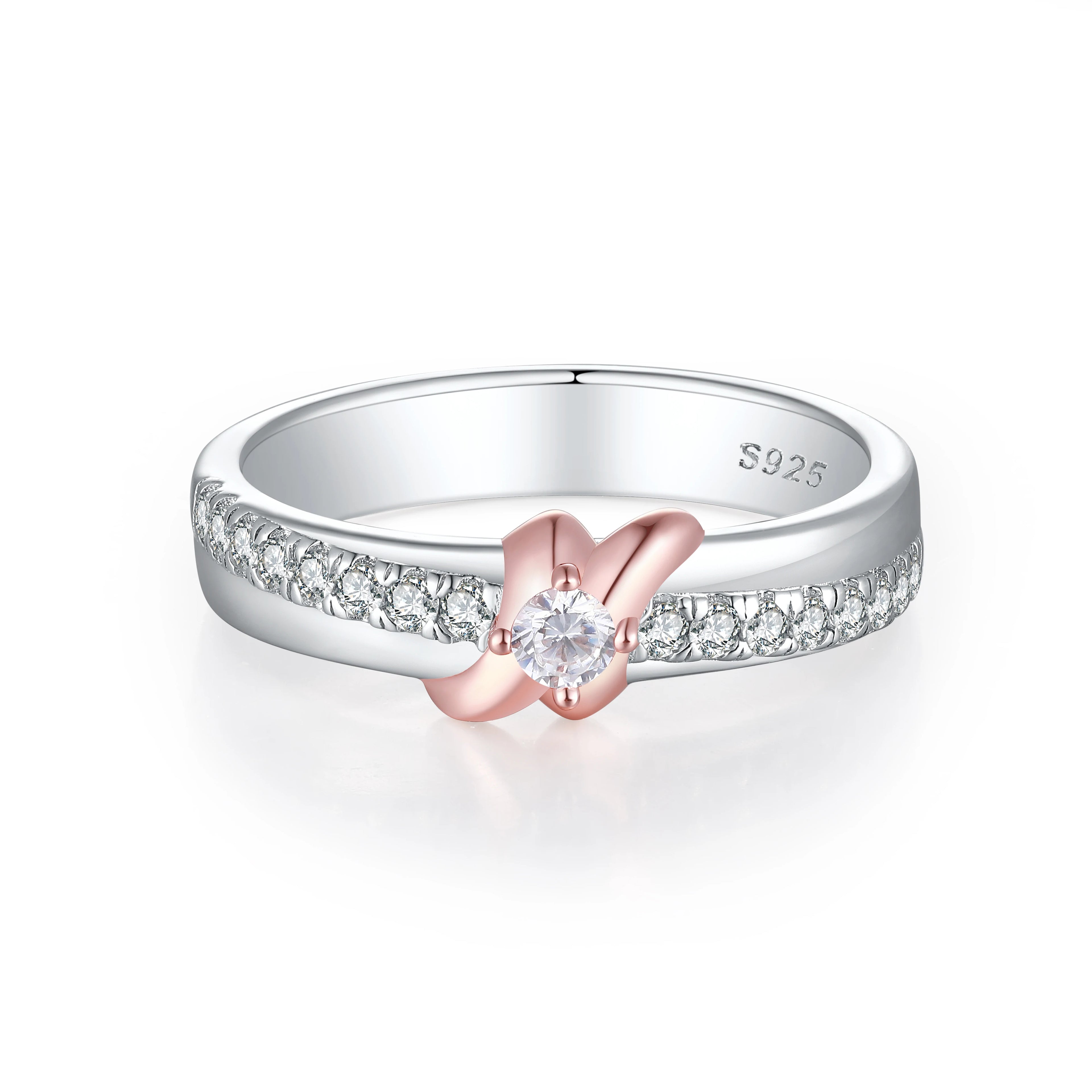 Wholesale Fine Jewelry Wedding Diamond Rings Rhodium Plated 925 Silver Zircon Minimalist Promise Engagement Rings for Women