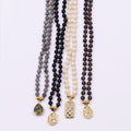 2023 New Custom 18k Gold Plated Charm Natural Quartz Gem Stone Catholic Rosary Beaded Necklace for Wedding Party Gift Unisex