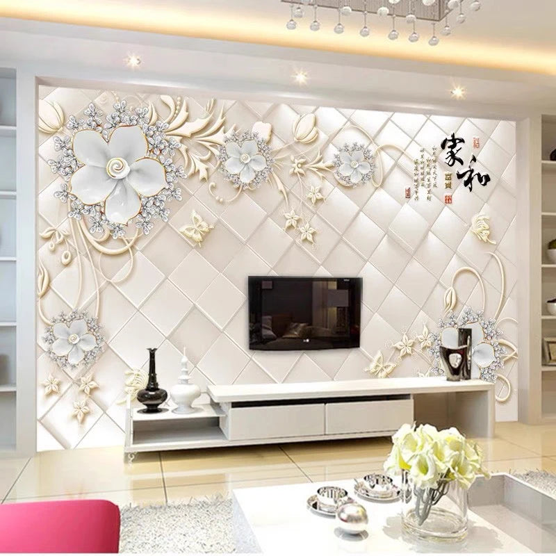 Wholesale European style luxury roses 3d design wallpaper mural for home decor