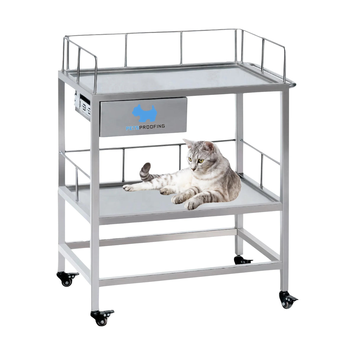 Veterinary Mobile Multilayer Surgical Instrument Table Trolley Cart Endoscope Arthroscope Laparoscopic Uroscope-for Pet Care
