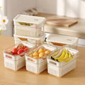 Multifunctional Plastic Storage Box PET Drain Basket Kitchen Refrigerator Food Organizer Containers