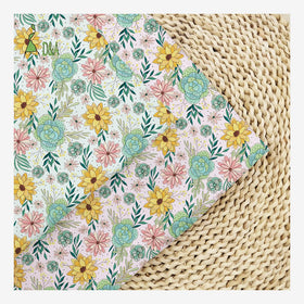 Custom 100% Cotton Fresh Daisy Design Floral & Leaves Printed Fabric Lightweight Poplin for Boys' Shirts & Cover Dresses