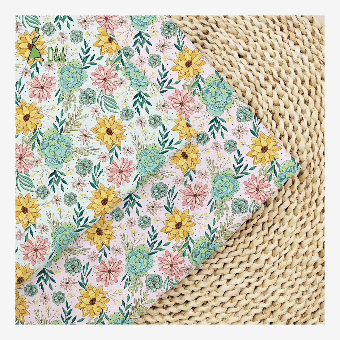 Custom 100% Cotton Fresh Daisy Design Floral & Leaves Printed Fabric Lightweight Poplin for Boys' Shirts & Cover Dresses