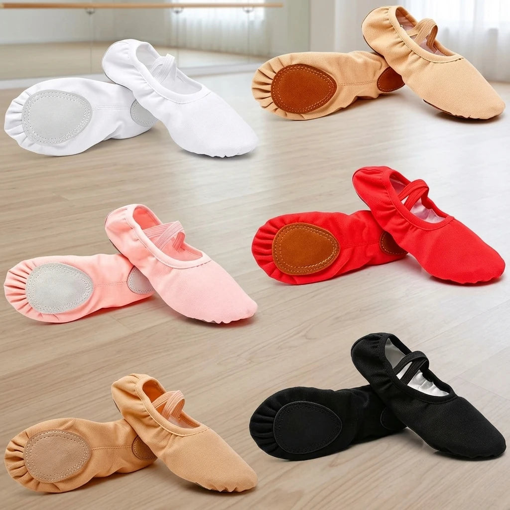 Hot Selling Mesh Canvas Ballet Shoes Split Sole Ballerina Dance Slippers Flat Yoga Dancing for Girls Women