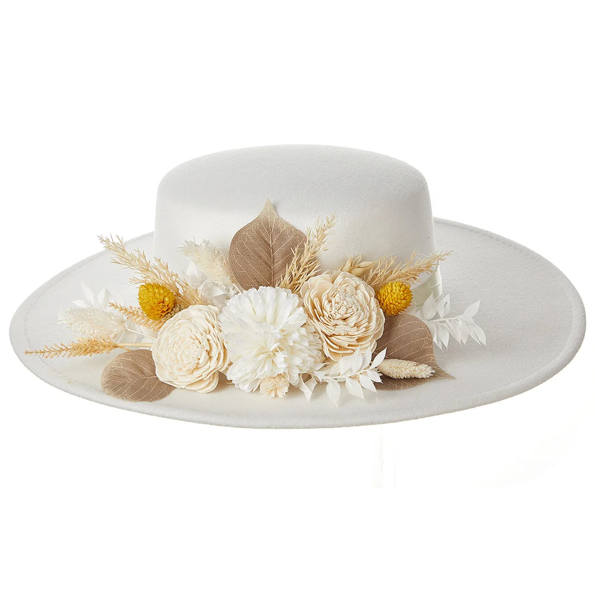 Bridal Wedding Hat French Style Bohemian Sun Hat Photography Accessory Artificial Floral Decorations Beach Party Bride Headwear