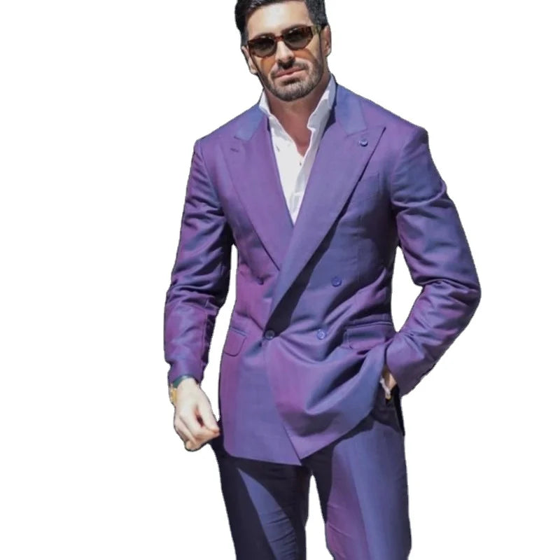 Purple Casual Business Men's Suit Two-piece Wedding Groom's Best Man Dress Suits for Men Costume Homme Terno Trajes De Hombre