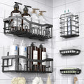 Large Capacity Metal Shower Organizer 5-Piece Set Easy No Drill Installation for Bathroom