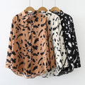 New Women Casual T-shirt Long Sleeve Single Breasted Loose Blouse Spring Summer Lady Fashion Print Shirt Top