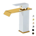 Stainless Steel White and Gold Bathroom Mixer Tap Waterfall Basin Faucet