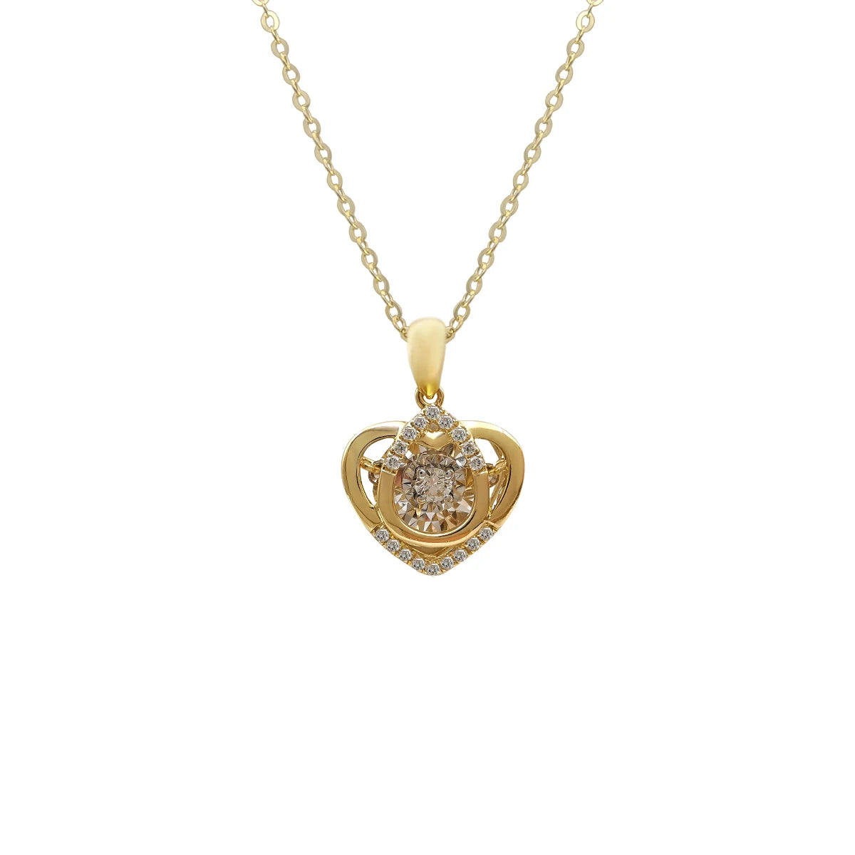 Fashion Style 18K Gold Dancing Diamond Necklace Fine Jewelry 18k Real Gold Heart Shape Necklaces for Women