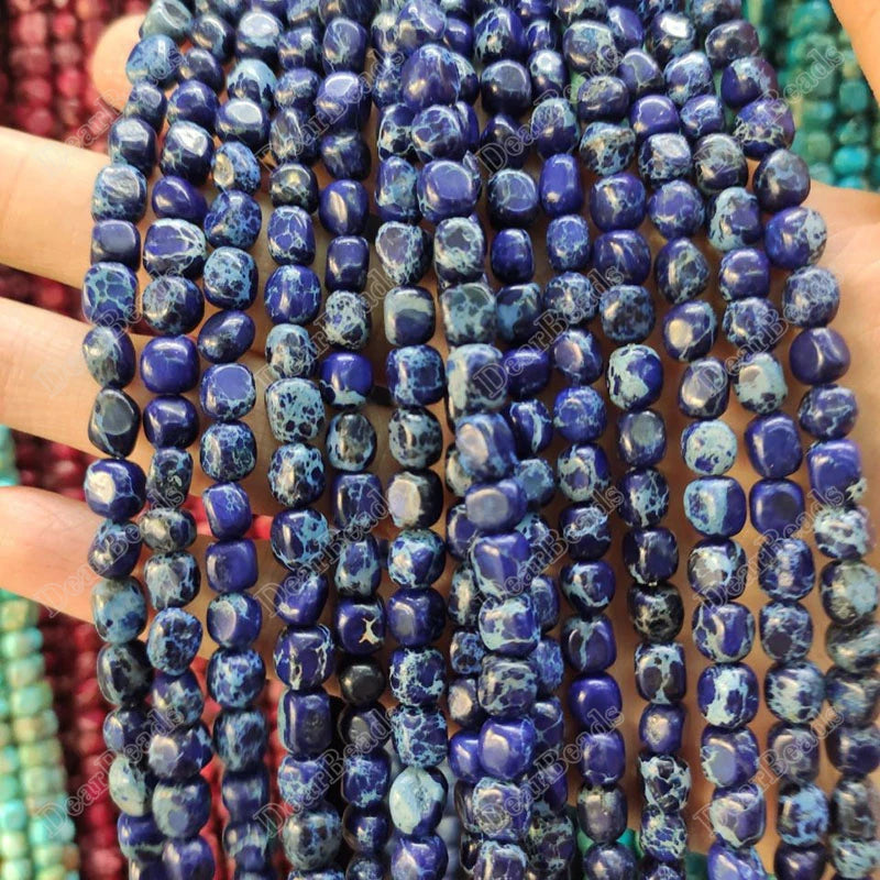 New Bulk Natural Color Enhanced Nuggets Green Imperial Jasper Aqua Terra Jasper Loose Beads for DIY Jewelry Making 5mm 7mm