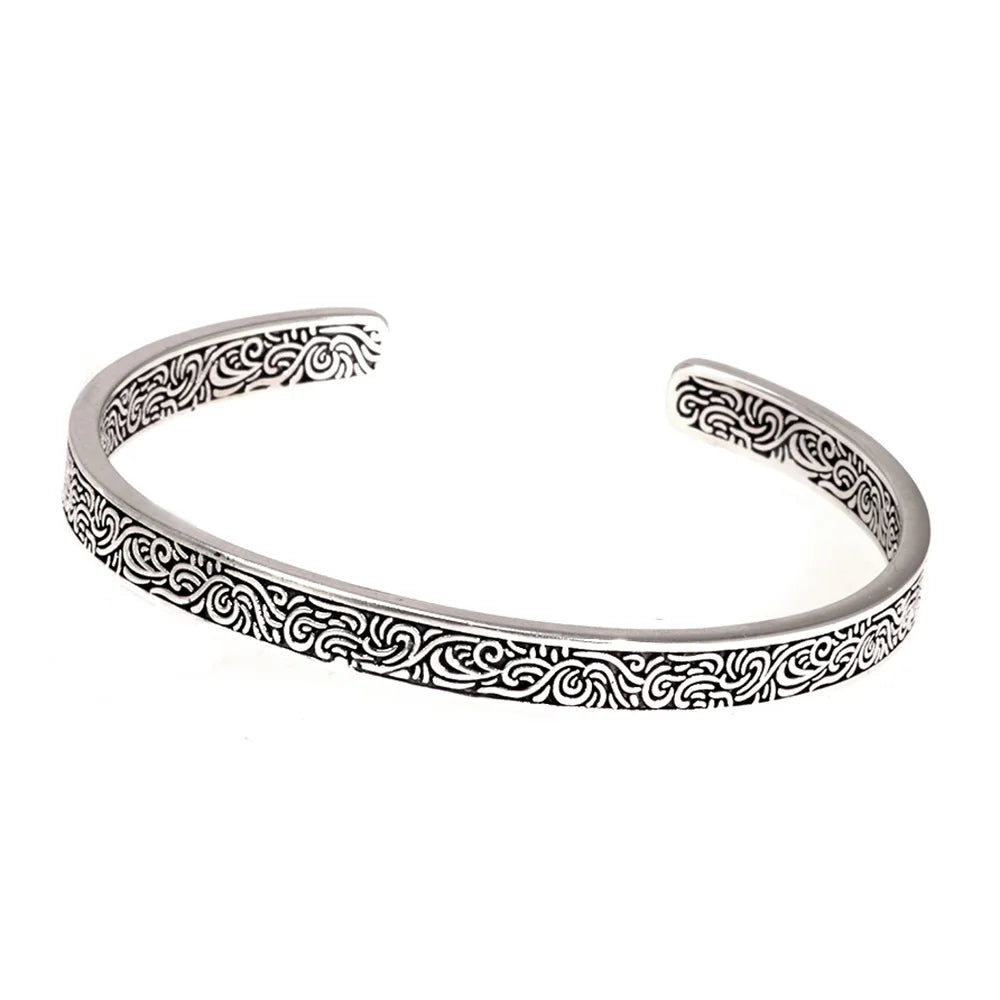 Real 925 Sterling Silver Vintage Plant Pattern Carved Earrings Ring Bracelets Bangles Set for Women Fine Jewelry Flowers
