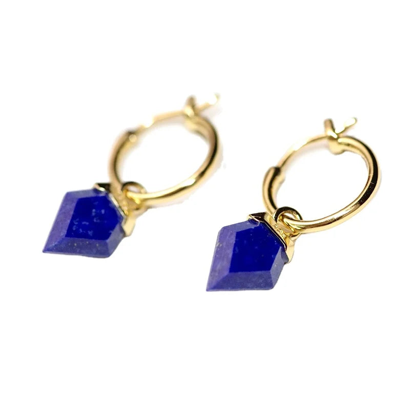 High Grade Natural Malachite Lapis Lazuli Rubra Spar Crystal Diamond Earrings
