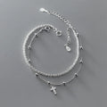 925 Sterling Silver Fashion Chain Link Bracelets Cross Zircon Paper Clip Chain Gold Plated Bracelets for Women