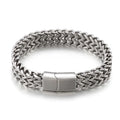 New Simple Personality Woven Double-row Positive and Negative Keel Flat Buckle Stainless Steel Men's Bracelet