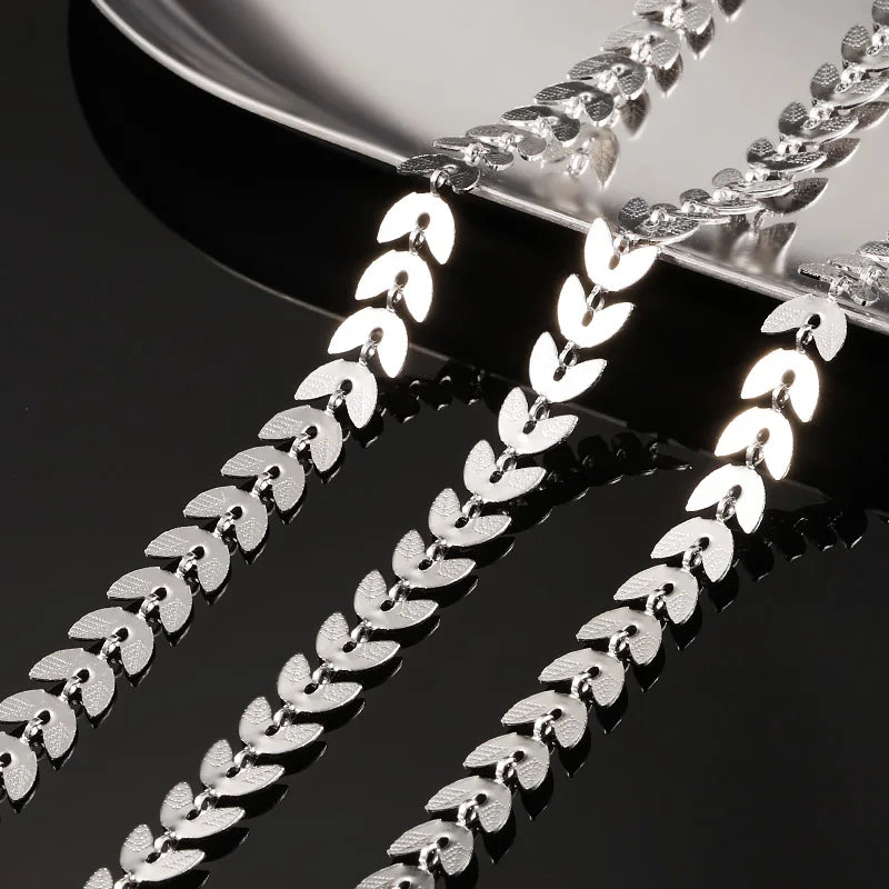 New Design Leaf Shape Design Stainless Steel Flat Chains DIY Jewelry Making Accessories & Components