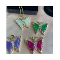 Jialin Jewelry Fashion Green Jade butterfly Jewelry butterfly Necklace Charm butterfly Pendant Women Lucky Charms Necklace