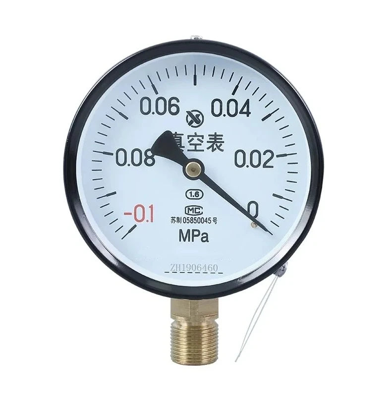 Y100 Vacuum Pressure Gauge -0.1-2.4MPa Pointer Type Negative Pressure Gauge M20X1.5 Thread Dial Diameter 100mm