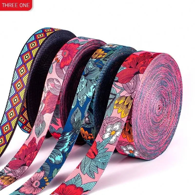 Hot Sale Jacquard Waist Backpack Shoulder Straps 38mm Elastic Web Band Accessories Polyester Cotton Print Pet Ribbon Bag Belts