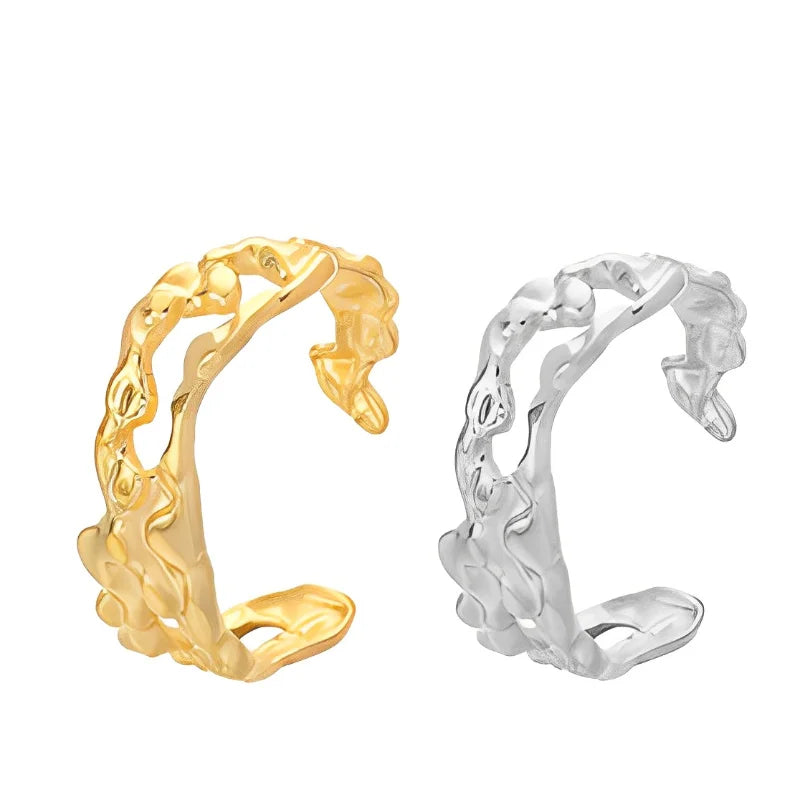 Star Same Style 18K Gold-plated Stainless Steel Hollow Non-standard Ring Opening Adjustable Irregular Ring Suitable for Parties