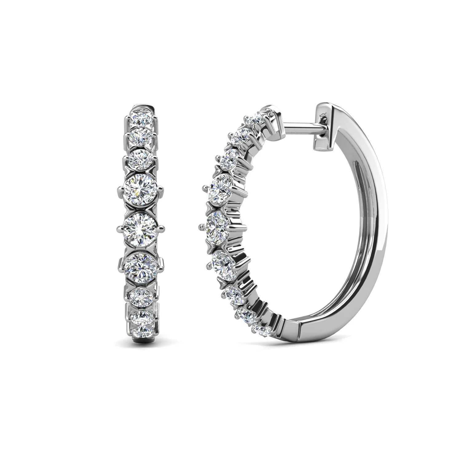 Minimalist Huggie Hoop Pam Clip Earrings  Embellished with Swarovski Crystals  Daisini Sterling Silver 925 Jewelry for Women
