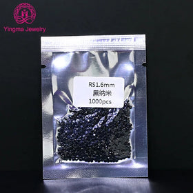 Manufacturer Price 0.9mm to 3mm All Sizes Loose Black Nano Crystal Gems Round Shape Wax Setting Synthetic Nano Crystal Gemstones