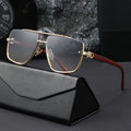 2026 New Wood Grain Leg Square Frame Sunglasses  Mens  Double Bridge Metal with UV400 Lenses Driving Shades