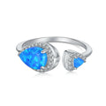 Dylam Luxury Women Fine Jewelry 925 Sterling Silver Halo Eternity Adjustable Gemstone 5A Zirconia Synthetic Opal Wedding Ring