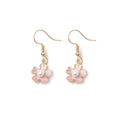 Korean INS Dainty Small Delicate Fashion Pearl Earrings Women Girl Pink Cherry Flower Hook Crystal Zircon Stud Earring Jewelry