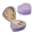 Portable Heart Shape PU Jewelry Case Zipper Travel Organiser for Ring Earring Necklace Elegant Container for Jewellery Storage